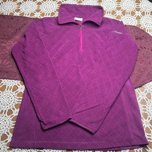 Columbia 1/4 zip pullover quilted pattern fleece Purple with magenta zipper M